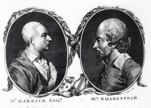 David Garrick et Shakespeare, gravé par J. Miller - English School